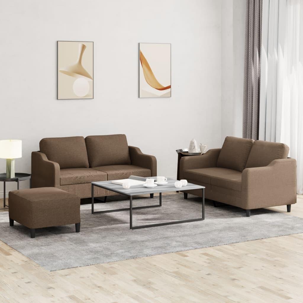 3 personers sofa med hynder stof brun