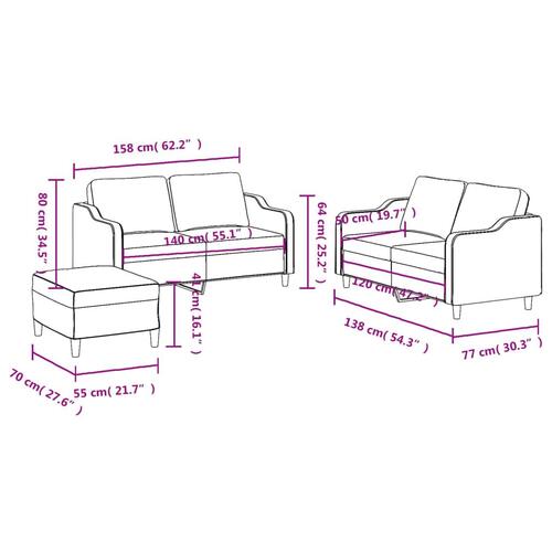 3 personers sofa med hynder stof brun