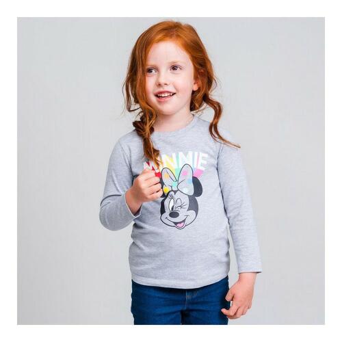 Langærmet T-shirt til Børn Minnie Mouse Grå 2 år