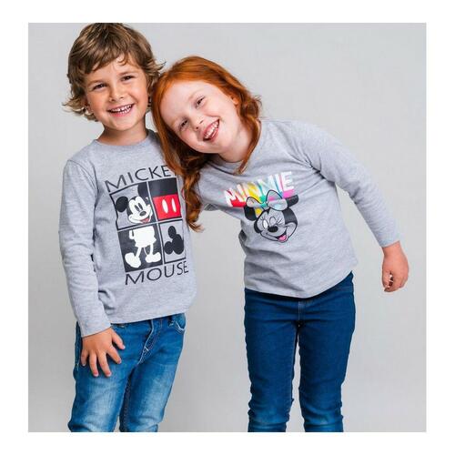Langærmet T-shirt til Børn Minnie Mouse Grå 2 år