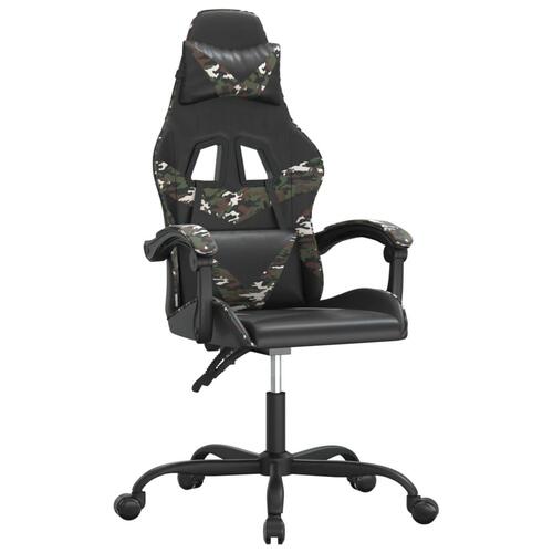 Drejelig gamingstol kunstlæder sort og camouflage