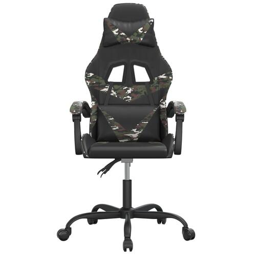 Drejelig gamingstol kunstlæder sort og camouflage