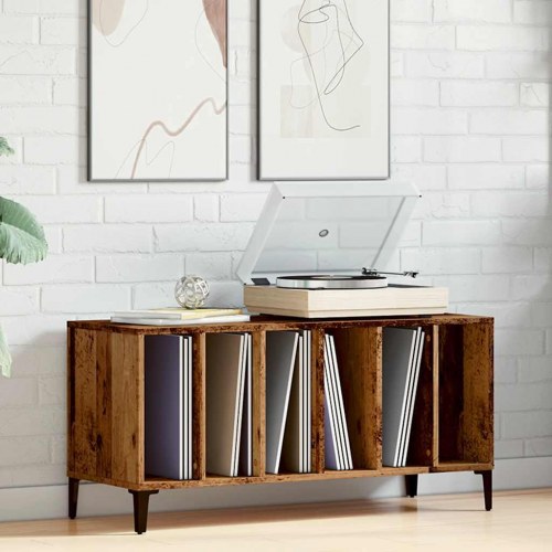 Vinylskab 100×38×48 cm i konstrueret træ - antikt trælook