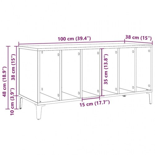 Vinylskab 100×38×48 cm i konstrueret træ - antikt trælook
