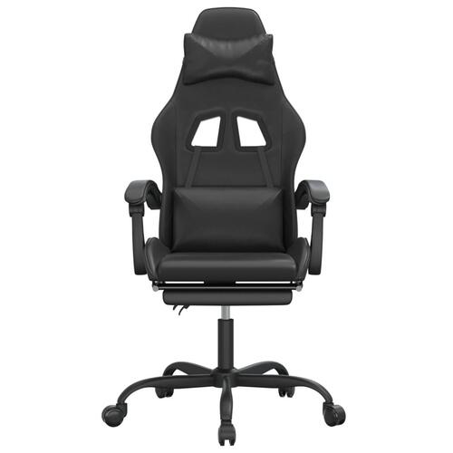 Drejelig gamingstol med fodstøtte kunstlæder sort