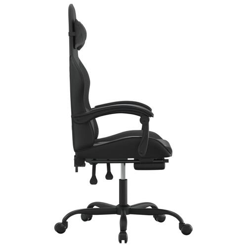 Drejelig gamingstol med fodstøtte kunstlæder sort
