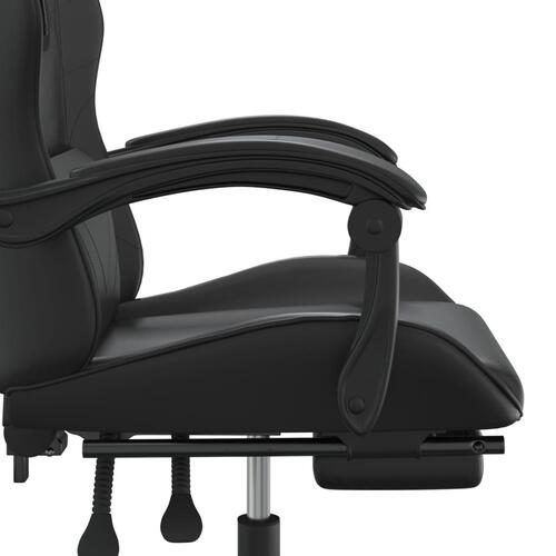 Drejelig gamingstol med fodstøtte kunstlæder sort