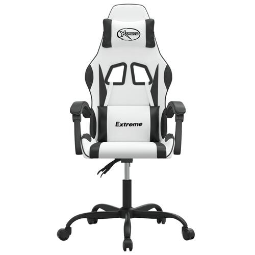 Drejelig gamingstol kunstlæder hvid og sort