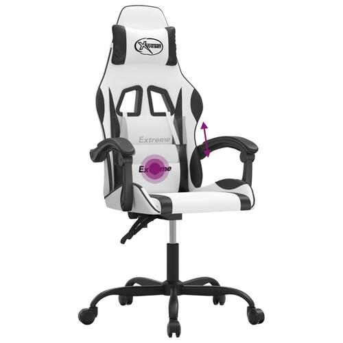 Drejelig gamingstol kunstlæder hvid og sort