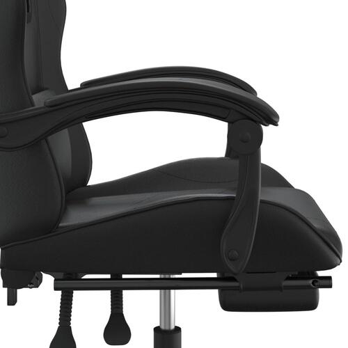 Drejelig gamingstol med fodstøtte kunstlæder sort