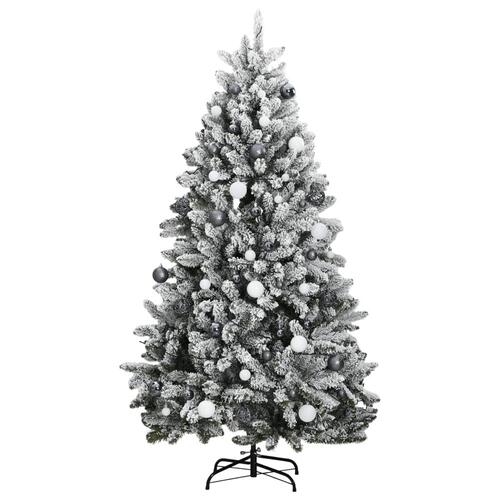 Kunstigt juletræ 300 LED'er og kuglesæt hængslet 240 cm
