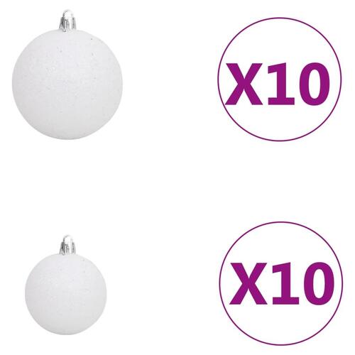 Kunstigt juletræ 300 LED'er og kuglesæt hængslet 240 cm