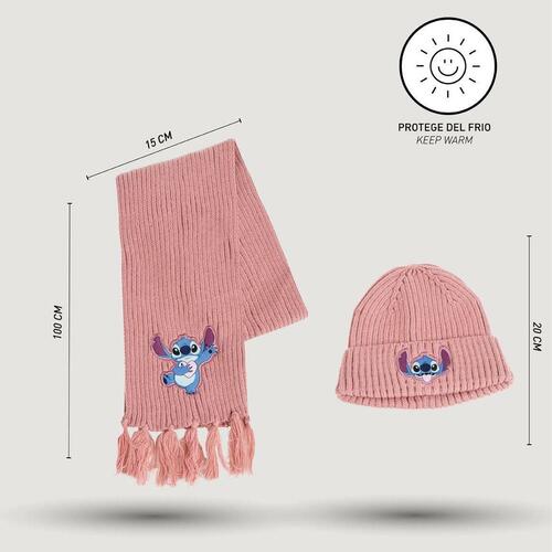 Hat og Halstørklæde Stitch Pink