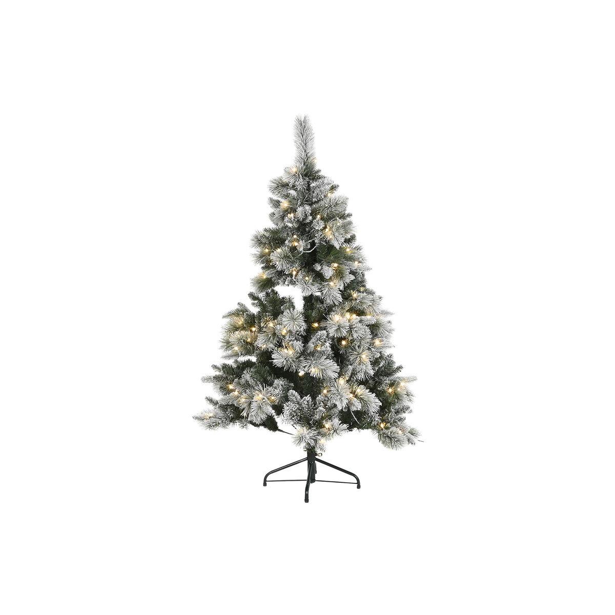 Juletræ med LED, grøn PVC, snefald, 150 cm