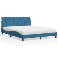 Seng med madras 160x200 cm velour blå