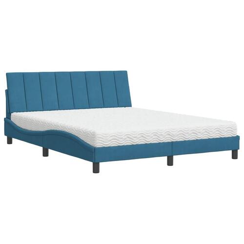 Seng med madras 160x200 cm velour blå