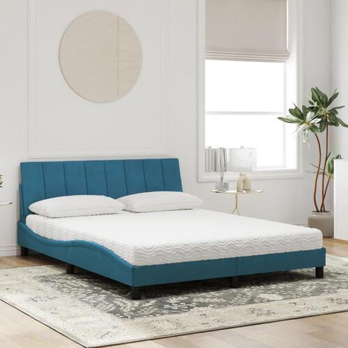 Seng med madras 160x200 cm velour blå