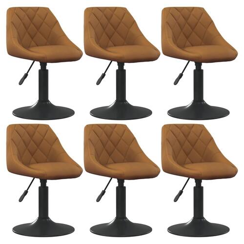 Drejelige spisebordsstole 6 stk. velour brun