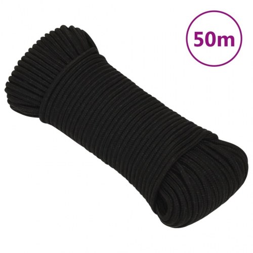 Arbejdsreb polyester 4 mm - 50 m, sort