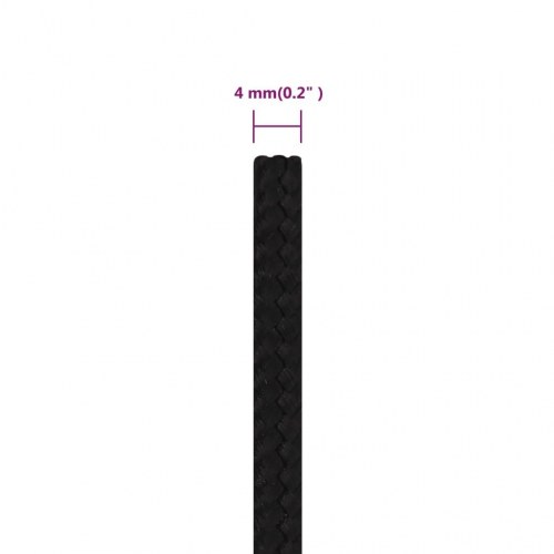 Arbejdsreb polyester 4 mm - 50 m, sort
