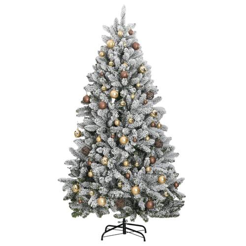 Kunstigt juletræ 300 LED'er og kuglesæt hængslet 270 cm