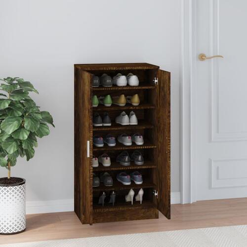 Skoskab 55x35x108 cm konstrueret træ røget egetræsfarve