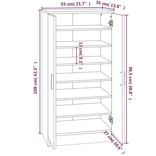 Skoskab 55x35x108 cm konstrueret træ røget egetræsfarve
