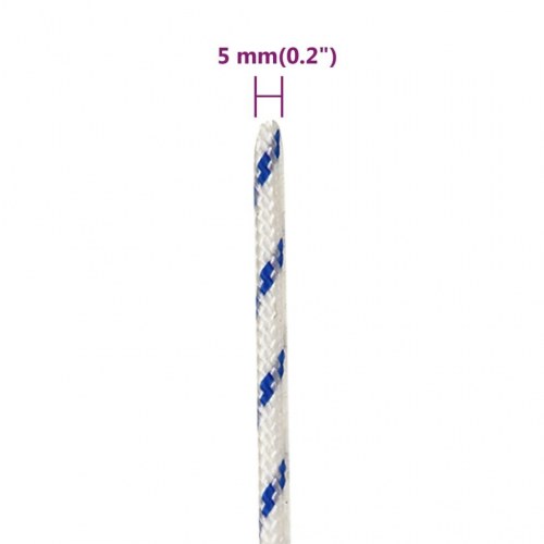 Flettet bådtov i polypropylen 5 mm - 25 m, hvid
