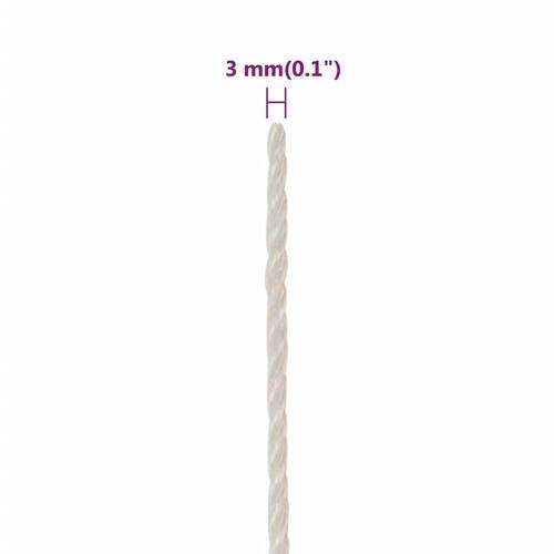 Arbejdsreb 3 mm 25 m polypropylen hvid