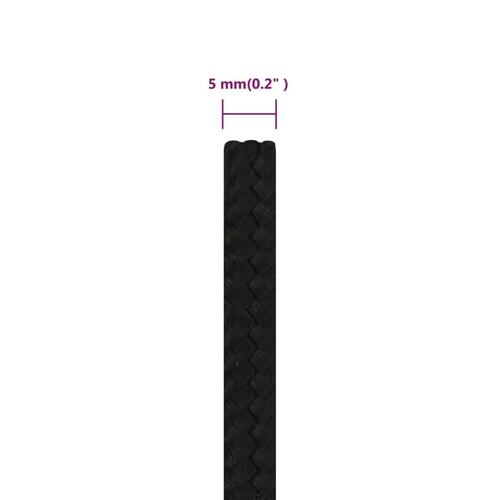 Arbejdsreb 5 mm 100 m polyester sort