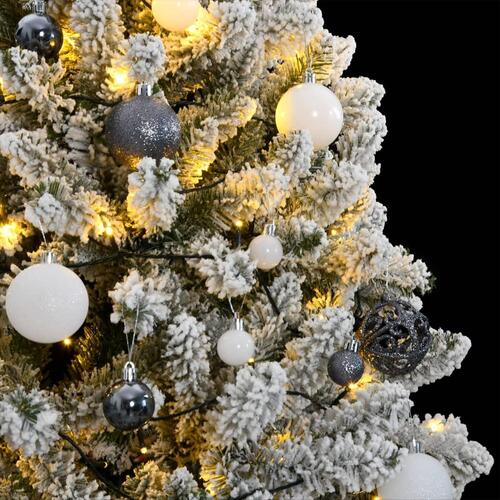Kunstigt juletræ 300 LED'er og kuglesæt hængslet 270 cm