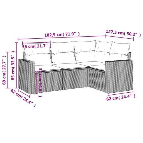 Sofasæt til haven 4 dele med hynder polyrattan beige