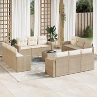 Sofasæt til haven 13 dele med hynder polyrattan beige