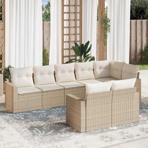 Sofasæt til haven 8 dele med hynder polyrattan beige