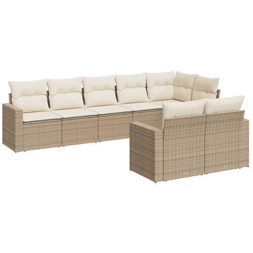 Sofasæt til haven 8 dele med hynder polyrattan beige