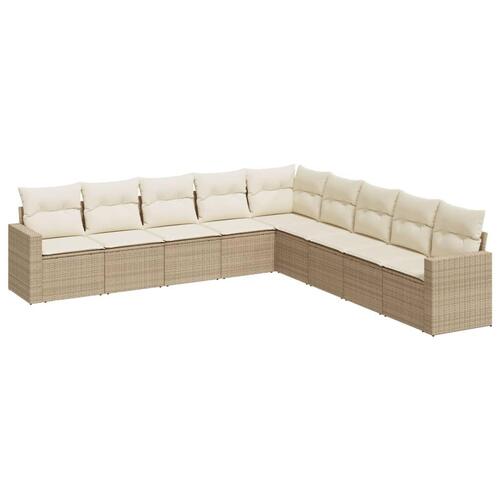 Sofasæt til haven 9 dele med hynder polyrattan beige