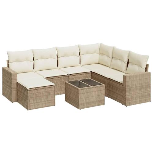 Sofasæt til haven 8 dele med hynder polyrattan beige