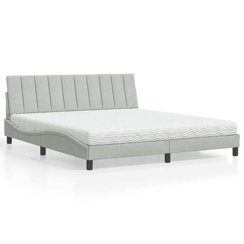 Seng med madras 180x200 cm velour lysegrå