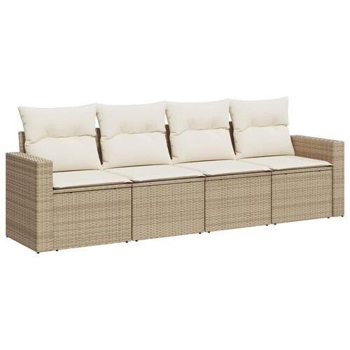 Sofasæt til haven 4 dele med hynder polyrattan beige