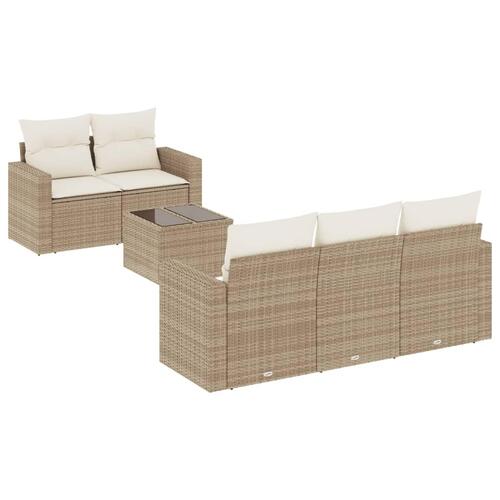 Sofasæt til haven 6 dele med hynder polyrattan beige