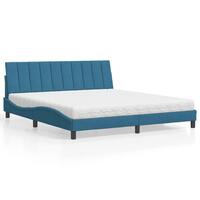 Seng med madras 180x200 cm velour blå