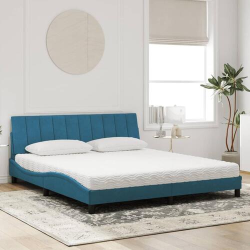 Seng med madras 180x200 cm velour blå