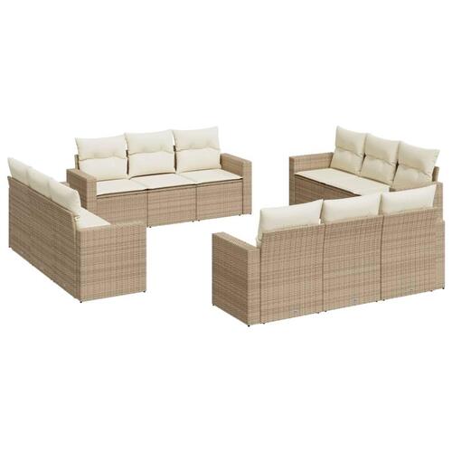 Sofasæt til haven 12 dele med hynder polyrattan beige