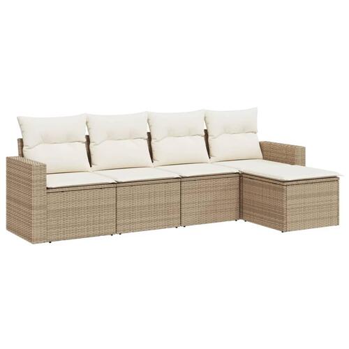 Sofasæt til haven 5 dele med hynder polyrattan beige