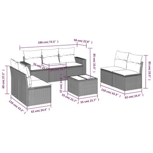 Sofasæt til haven 8 dele med hynder polyrattan beige