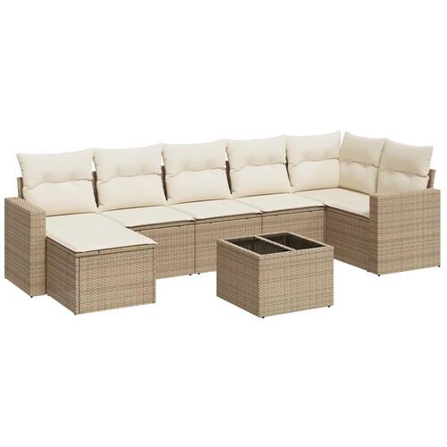 Sofasæt til haven 8 dele med hynder polyrattan beige