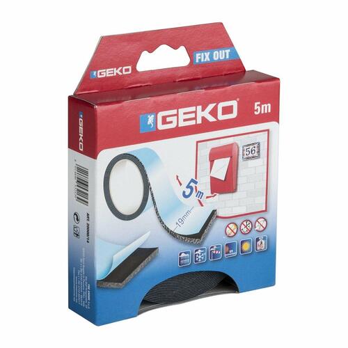 Dobbeltsidet Tape Geko Sort 19 mm x 5 m