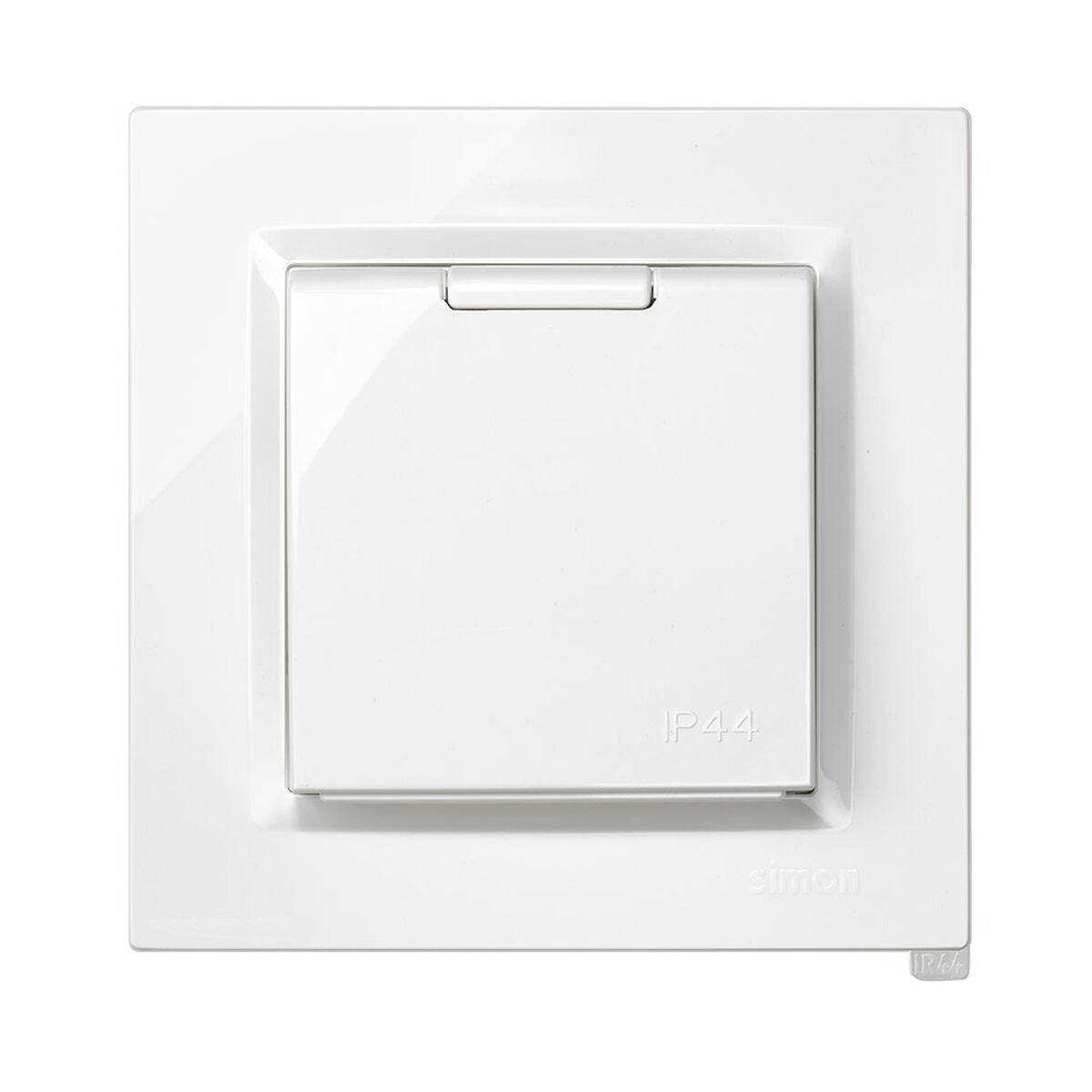 Simon stikdåse 2P+T monoblok, hvid, 230 V 16 A, type F