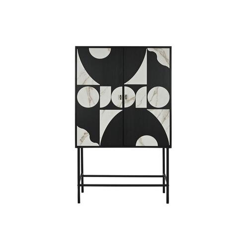 Skab Home ESPRIT Hvid Sort Metal Gran 100 x 40 x 170 cm