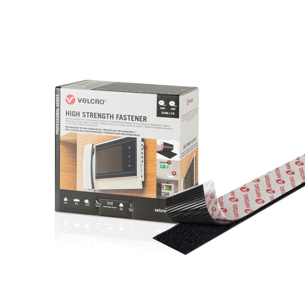 Velcro dobbeltsidet tape - sort, ekstra stærk 50 mm x 5 m